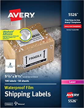 【中古】(非常に良い)White Weatherproof Laser Shipping Labels, 5-1/2 x 8-1/2, 100/Pack (並行輸入品)