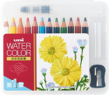 【中古】(未使用品)三菱鉛筆 水彩色鉛筆 ユニウォーターカラーコンパクト 12色 第1章 UWCNCS12C1