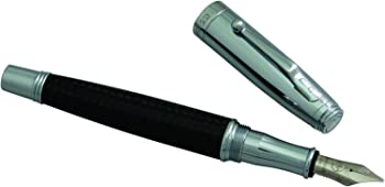 【中古】Monteverde Invincia, Chrome with Black Carbon Fiber Fountain Pen (MV40065) 筆 (並行輸入品)
