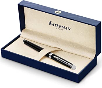 【中古】（人並み外れたに似つかわしい）Waterman Hemisphere Gift Box includes Medium Nib Chrome Trim Fountain Pen - Black 筆 (並行輸入品)