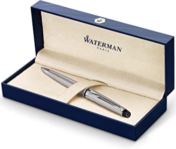 【中古】(未使用品)Waterman Expert Gift Box includes Medium Nib Stainless Steel Chrome Trim Ball Pen - Blue (Refill) ボールペン (並行輸入品)