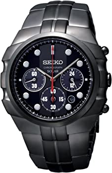 【中古】（人並み外れたに似つかわしい）時辰儀 Men セイコー Seiko SSC091 Solar Black Stainless Steel Case and Bracelet Chronograph Blac [並行輸入品]