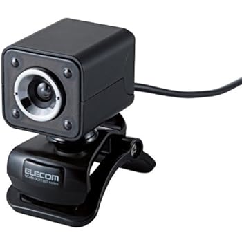 【中古】（非常に良い）【2011年モデル】ELECOM WEBカメラ 130万画素 1/4インチCMOSセンサ ガラスレンズ・LEDライト搭載 マイク内蔵 イヤホンマイク ブラック UCAM-DLK1