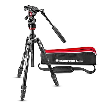 【中古】（人並み外れたに好いたらしい）ヴァイテックイメージング Manfrotto 録画媒体三脚 Befree現金前貸し 軽銀 4段 フルードビデオ雲台 捻じれ鍵を掛ける式T三脚一揃いの道具 黒いこと ミラ