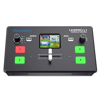 【中古】Feelworld LIVEPRO L1 V1 固定ディスク4チャンネルライブプロダクションビデオスイッチャー4xHDMIインプット USB3.0界面とHDMI最終生産物はPGMとPVWを自主独往