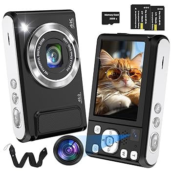 【中古】（非常に良い）Bofypoo 4K デジタルカメラ デジカメ デュアルカメラ 4800万画素 UHD4K録画 16倍デジタルズーム 2.8インチスクリーン ビデオ録画 ウェブカメラ