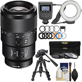 【中古】(非常に良い)Sony Alpha Eマウント FE 90mm f/2.8 マクロG OSSレンズ リングライト + マクロ三脚 + UV/CPL/ND8フィルター3枚 + A7 A7R A7S Mark IIカメラ用|GoodLifeStore