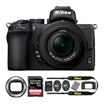 【中古】(非常に良い)Nikon Z 50 DXフォーマット ミラーレスカメラ NIKKOR Z DX 16-50mm f/3.5-6.3 VRレンズ マウントアダプターと64GB Extreme PRO 200MB/s SDXC UHS