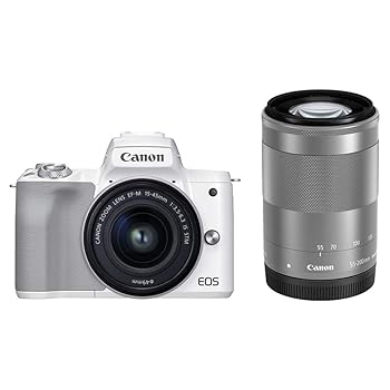 【中古】Canon ミラーレス一眼カメラ EOS Kiss M2 ダブルズームキット ホワイト KISSM2WH-WZK|GoodLifeStore