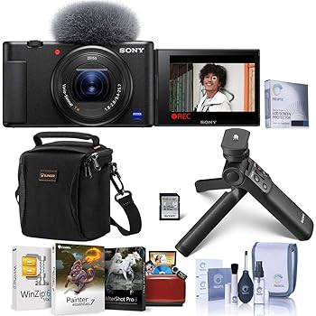 【中古】(非常に良い)ソニー ZV-1 コンパクト 4K HD デジタルカメラ ブラック バンドル ACCVC1 Vloggerアクセサリーキット Macソフトウェアパック ショルダーバッグ