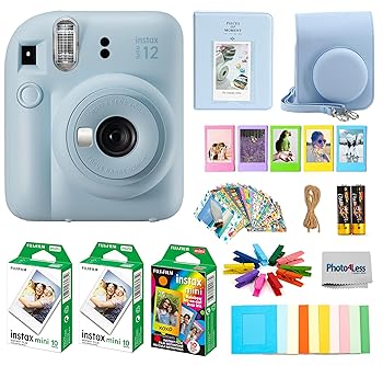 【中古】(非常に良い)Fujifilm Instax Mini 12インスタントフィルムカメラバンドル アクセサリー(パステルブルー)|GoodLifeStore