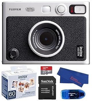 【中古】Fujifilm INSTAX Mini EVO ハイブリッドインスタントカメラバンドル INSTAX Miniフィルム60枚 (60枚撮り) SanDisk 32GB MicroSDHCなど (5アイテ|GoodLifeStore