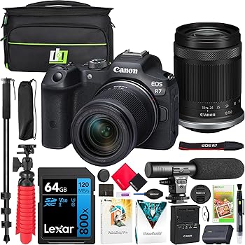 【中古】Canon EOS R7 ミラーレスカメラボディ RF-S 18-150mm F3.5-6.3はSTMレンズ 5137C009 デコギア写真バッグ+マイク+一脚+ソフトウェア&アクセサリー｜GoodLifeStore