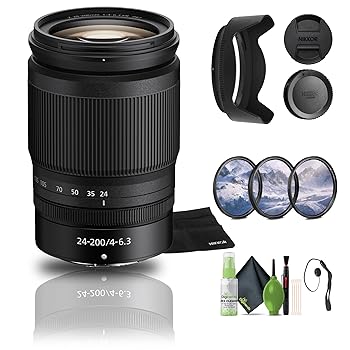 【中古】(非常に良い)Nikon NIKKOR Z 24-200mm f/4-6.3 VR 望遠ズームレンズ Z カメラ (20092) + フィルターキット + キャップキーパー + クリーニングキット