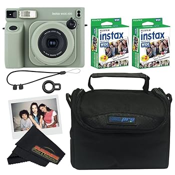 【中古】Fujifilm INSTAX ワイド400インスタントカメラ - セージグリーン (カメラ + ワイドツインパック2個/バッグ)|GoodLifeStore