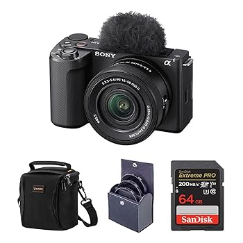 【中古】(非常に良い)ソニー α ZV-E10 II ミラーレスカメラ E PZ 16-50mm f/3.5-5.6 OSS II レンズ ブラック 64GB 40.5mm フィルターキット ショルダーバッグ