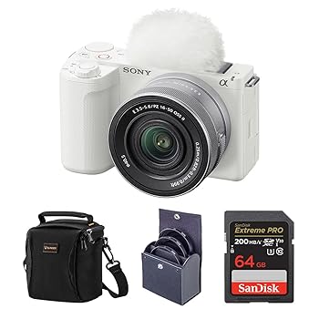 【中古】(非常に良い)ソニー α ZV-E10 II ミラーレスカメラ E PZ 16-50mm f/3.5-5.6 OSS II レンズ ホワイト 64GB 40.5mm フィルターキット ショルダーバッグ
