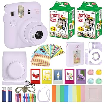 【中古】(非常に良い)富士フイルム インスタントカメラ Instax Mini 12 ライラックパープル + キャリーケース + Fuji Instax フィルム バリューパック (40枚) アクセ｜GoodLifeStore