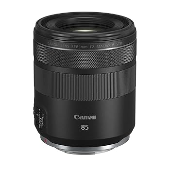 【中古】Canon RF 85mm F2 マクロはSTM、コンパクト中望遠ブラックレンズ(4234C002)。