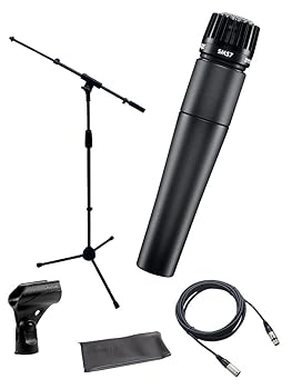 【中古】(非常に良い)Shure SM57-LC 楽器/ボーカル カーディオイド ダイナミックマイク マイクブームスタンド XLRケーブル マイククリップ バッグ
