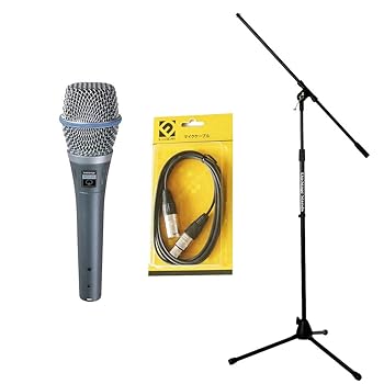 【中古】(非常に良い)SHURE BETA87AX コンデンサーマイクセット (マイク + ケーブル + スタンド) 3点セット シュア