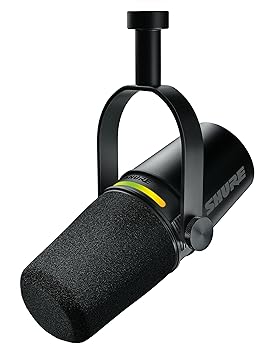 【中古】(非常に良い)Shure MV7+ ポッドキャストマイク エンハンスドオーディオ LEDタッチパネル USB-C & XLR出力 オートレベルモード デジタルポップフィルター リバ