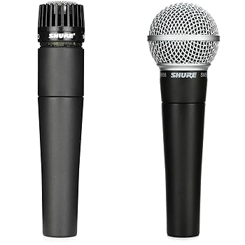 【中古】(非常に良い)Shure SM57 & SM58 マイクセット - 楽器&ボーカル用プロフェッショナルダイナミックカーディオイドペア - 鮮明なサウンド&多彩なパフォーマンス
