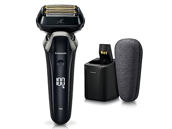 【中古】(非常に良い)パナソニック ラムダッシュPRO メンズシェーバー 6枚刃 全自動洗浄充電器・USB充電ケース お風呂剃り可 クラフトブラック ES-LS9CX-K｜GoodLifeStore