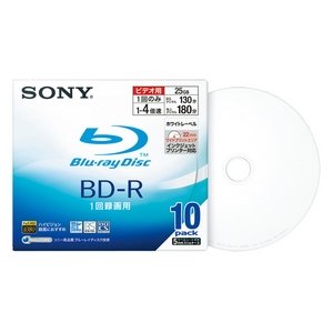【中古】(人並み外れたに似つかわしい)SONY 日本製 映像媒体用BD-R 追記型 片面1層25GB 4倍速 印刷者ブル 10枚P 10BNR1VBPS4