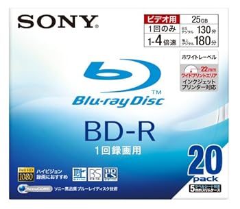 【中古】(人並み外れたに似つかわしい)SONY 日本製 映像媒体用BD-R 追記型 片面1層25GB 4倍速 印刷者ブル 20枚P 20BNR1VBPS4