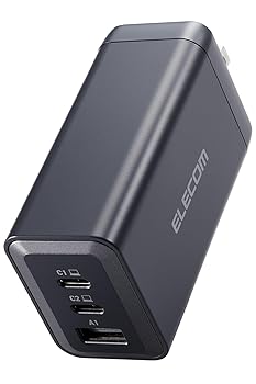 【中古】(人並み外れたに似つかわしい)エレコム 申し受ける器 120W USB PD相応う 3界面 Type-C×2 USB-A 1界面最大限度100W 折りたたみ式繋ぎ GaNやとい入れる PPS相応う 熱度防御すること役立つこと 黒いこと EC-AC6