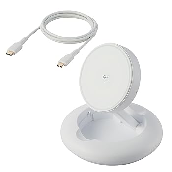 【中古】(人並み外れたに似つかわしい)エレコム Qi2 申し受ける器 照明ランプ 15W Type-Cインプット 折りたたみ能力のある 白いこと W-MA08WH