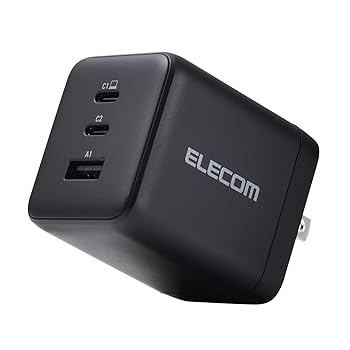 【中古】(人並み外れたに似つかわしい)エレコム 申し受ける器 100W 3界面 USB-C×2 USB-A×1 USB PD相応う 律動的な調子式繋ぎやとい入れる 黒いこと ACDC-PD104100BK