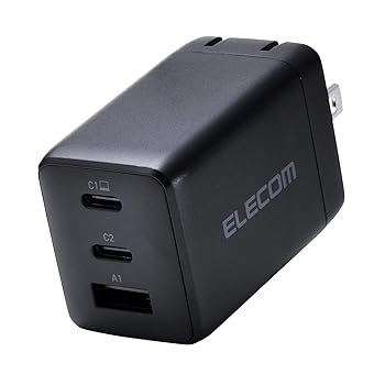 【中古】(人並み外れたに似つかわしい)エレコム 申し受ける器 67W 3界面 USB-C×2 USB-A×1 USB PD相応う 律動的な調子式繋ぎやとい入れる 黒いこと ACDC-PD10367BK