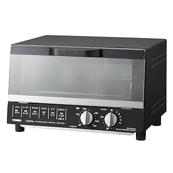 【中古】(非常に良い)ツインバード オーブントースター 4枚焼き 1200W 温度調整機能 15分タイマー 広々庫内 天板付 ミラーガラス ブラック TS-4185B