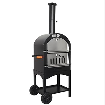 【中古】ピザオーブン キャンプ 屋外用 12" ポータブル 2層 なホイール付き 煙突付き 薪ストーブ ピザメーカー ピザ焼き釜 家庭用 アウトドア オーブン (|GoodLifeStore