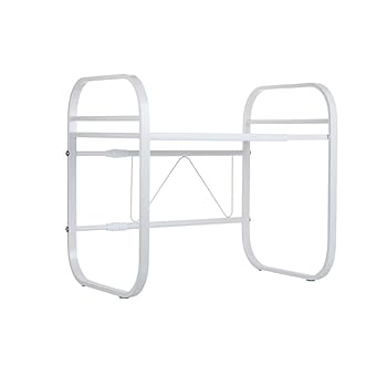 【中古】(非常に良い)Metal Microwave Oven Storage Rack Length can be Extended 40-60 Cm/15.7-23.6 Inches (white) Storage