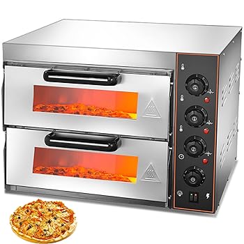 【中古】(非常に良い)二層電気ピザオーブン、商業ピザオーブン、16インチピザストーン付き、多目的トースターベイクブロイラー40L容量、レストラン家庭用、110V/220v3