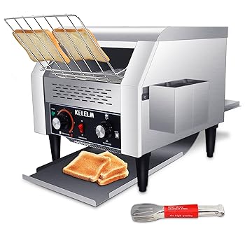 【中古】(非常に良い)Conveyor Toaster,Commercial Toaster,Heavy Duty Restaurant Toaster,Electric Stainless Steel Toaster Conveyor 300 Slices for Bread Bun Ba