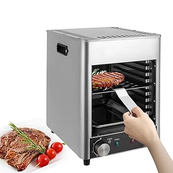 【中古】(非常に良い)1700W 電気ステーキブロイラー、屋内商業ステーキグリル、自動ステーキスモーカーブロイラー、トースターオーブン電子レンジコンボ、エアフライ