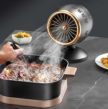 【中古】(非常に良い)ミニ卓上レンジフード、360°回転調整ブラケット付き強力な吸引モバイル換気フード低騒音動作、家庭、キッチン用