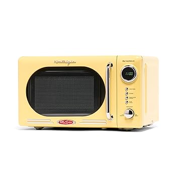 【中古】(非常に良い)ノスタルジア NRMO7YW6A レトロ コンパクト カウンタートップ 電子レンジ 0.7立方フィート 700ワット LEDデジタルディスプレイ付き チャイルドロ