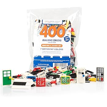 【中古】400 Piece Windows, Doors, and Roof Tops Set - Building Brick Compatible Play Kit