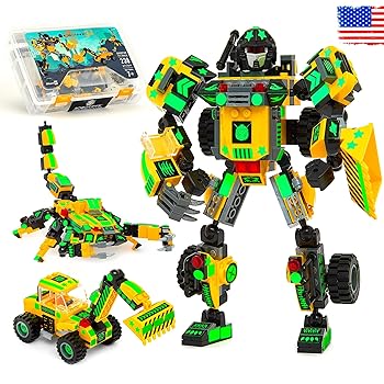 【中古】(人並み外れたに好いたらしい)Robot STEM Toy 3 インチ 1 Fun Creative Set Construction Building Toys for Boys Ages 6-14 Years Old Best Toy Gift for Kids Free Poster Kit I ブロック-セット
