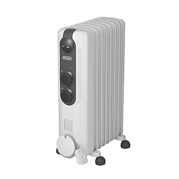 【中古】(非常に良い)De'Longhi (デロンギ) オイルヒーター アミカルド RHJ35M0812-DG 電気ヒーター ゼロ風暖房 静音 乾燥しにくい 表面温度約70℃ 燃料補充不要 チャ