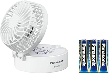 【中古】パナソニック 携帯扇風機 パーソナルファン 乾電池式 USB給電可 首掛け可 乾電池エボルタNEO付 ストラップ付 BH-BZ10/TP