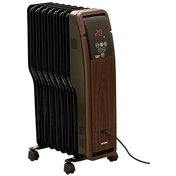 【中古】(非常に良い)アイリスオーヤマ(IRIS OHYAMA) オイルヒーター 足元 暖房器具 タイマー付 3段階 温度調節機能 8畳用 木目ダークブラウン POH-S1208M-MD