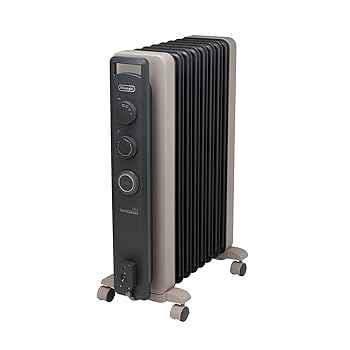 【中古】(非常に良い)De'Longhi (デロンギ) オイルヒーター ヴェルティカルド RHJ21F0812-GY 電気ヒーター ゼロ風暖房 静音 乾燥しにくい 表面温度約80℃ 燃料補充不