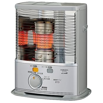 【中古】(非常に良い)CORONA(コロナ) 石油ストーブ 【日本生産】 (木造7畳 / コンクリート9畳 まで) 電源不要 防災対策 キャンプ タンク容量4L ワンタッチ給油 シルバ