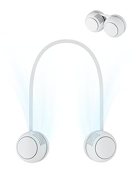 【中古】(非常に良い)首掛け扇風機 ネックファン 携帯扇風機 小型 ミニ 超軽量 羽根なし 静音 コンパクト 大風量 ハンズフリーファン モバイル 360°自由調節可 両手